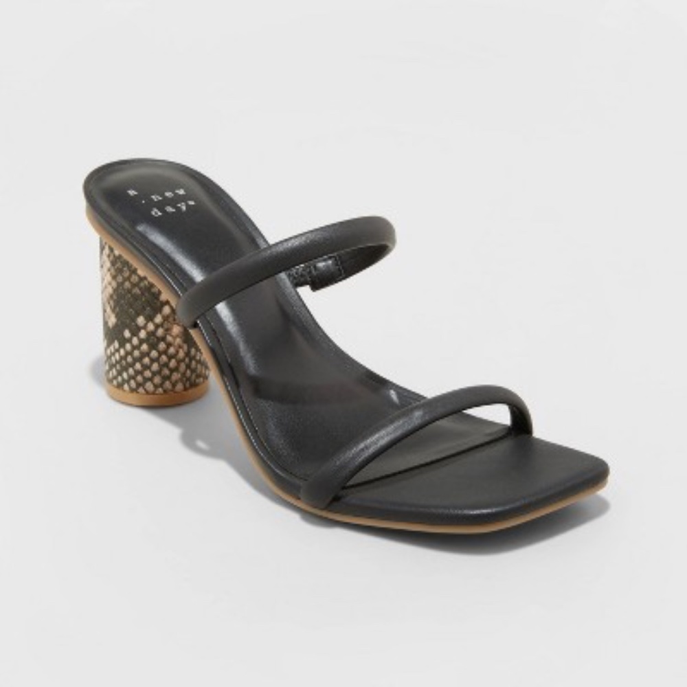 Square Toe Snake Print Heels